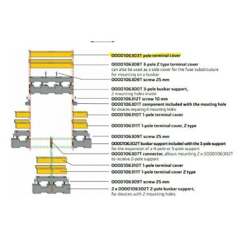 Apator - APASYS síntartóhoz 3P pólustakaró - APASYS 60mm sínrendszer 3 pólusú síntartózoz pólustakaró, sárga - HD Hungária - 0000106303T