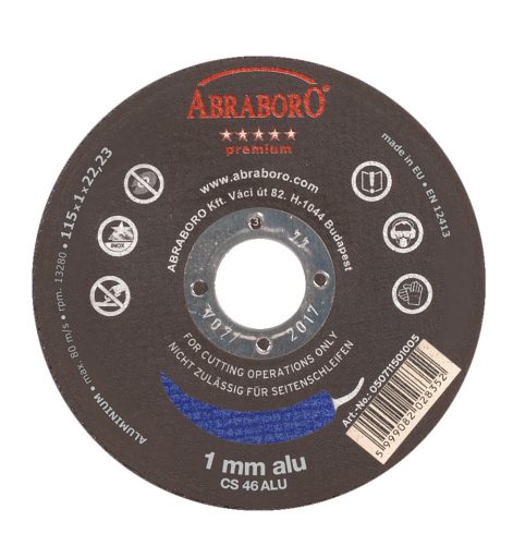 ABRABORO - 050711501005 - ABRABORO CHILI PREMIUM fémvágó korong, alu ø 115 x 1,0 x 22,23 T41