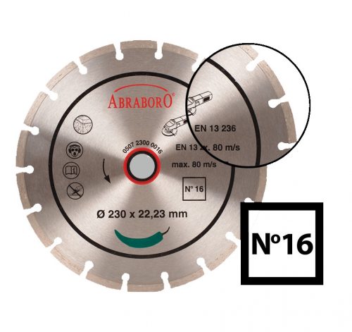 ABRABORO - 050718000016 - Gyémánttárcsa No16 ø 180 x 22,23 2,4