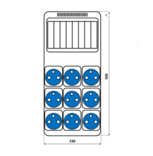 SEZ-10007751.HU - ROS M8/x-300A/S - Ipari kombináció 8 modulos IP 54 - 9x250V, védelem nélkül