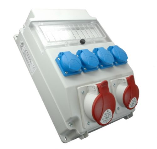 ROS 11/x-21 A/S - Ipari kombináció 11mod. vezetékezett IP 54 - 16A+32A/5P/400V+4x250V + védelem (SCHRACK BC006103+BM618332+BM618316+BM618116)