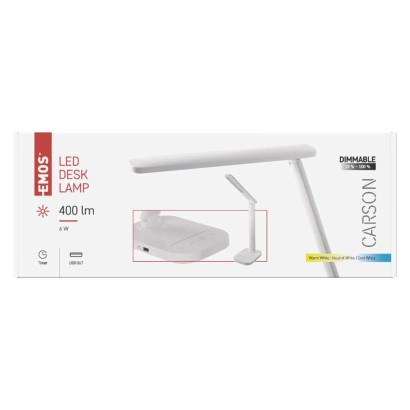 EMOS-1538181000 - Z7618W - LED CARSON ASZTALI LÁMPA FEHÉR