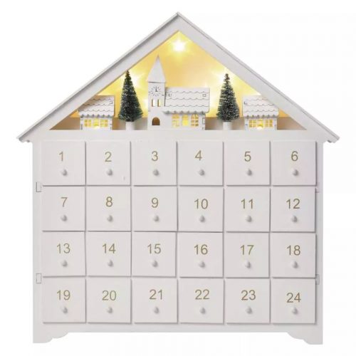 EMOS-1550000016 - DCWW02 - LED adventi naptár, fa, 35x33 cm, 2x AA, beltéri, meleg fehér, időzítő