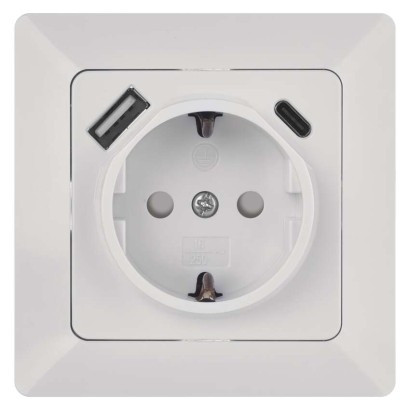 EMOS-1906010512 - A6000.5 - SOCKET WITH USB A+C 3 A MAX.SCHUKO WHITE