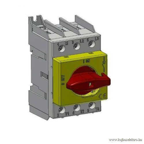 Technoelectric - SD2 3*100A, piros/sárga - Moduláris terheléskapcsoló, 3x100A, 0-1 állás, közvetlen vészhelyzeti kar (piros/sárga) - HD Hungária - 19217