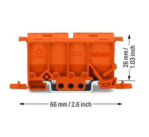 WAGO 222-500 Rögzítő-távtartó kalapsínre/csavaroros szereléshez, 2, 3 és 5 vezetékhez, narancssárga