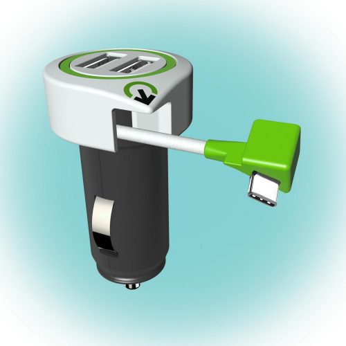 SOMOGYI ELEKTRONIC - 3.100130 - Autós USB töltő "Triple USB Car Charger USB Type C Connector" Q2