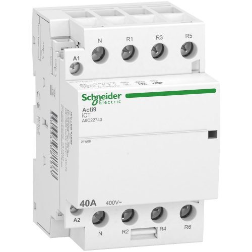 SCHNEIDER A9C22740 - ACTI9 iCT40A kontaktor, 50Hz, 4NC, 3P+F, 220-240VAC