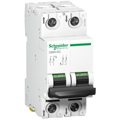 SCHNEIDER A9N61520 - ACTI9 C60H-DC kismegszakító, 2P, C, 0.5A, 500VDC