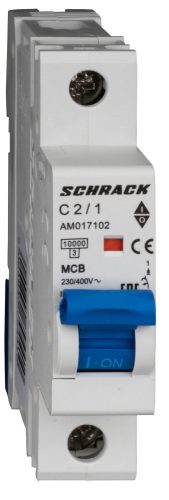 SCHRACK - AM017102 Kismegszakító AMPARO 10kA, C 2A, 1 pólusú