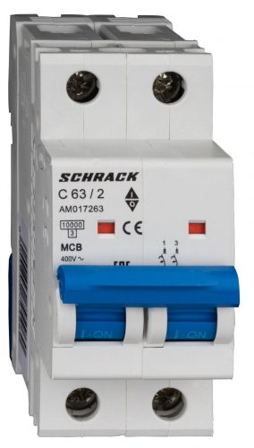 SCHRACK - AM017263 Kismegszakító AMPARO 10kA, C 63A, 2 pólusú