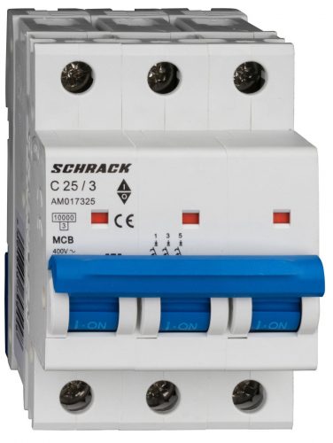 SCHRACK - AM017325 Kismegszakító AMPARO 10kA, C 25A, 3 pólusú