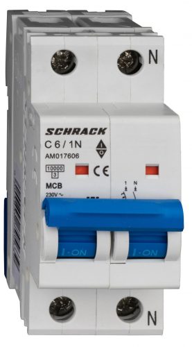 SCHRACK - AM017606 Kismegszakító AMPARO 10kA, C 6A, 1+N