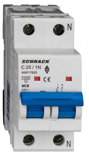 SCHRACK - AM017625 Kismegszakító AMPARO 10kA, C 25A, 1+N