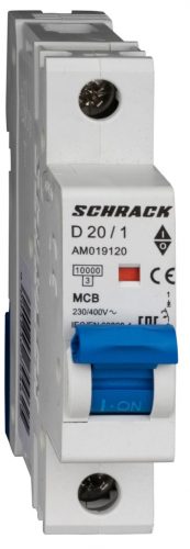 SCHRACK - AM019120 Kismegszakító AMPARO 10kA, D 20A, 1 pólusú