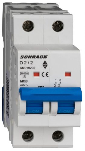 SCHRACK - AM019202 Kismegszakító AMPARO 10kA, D 2A, 2 pólusú