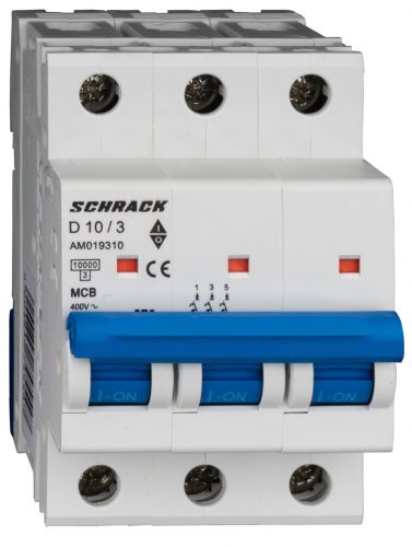 SCHRACK - AM019310 Kismegszakító AMPARO 10kA, D 10A, 3 pólusú