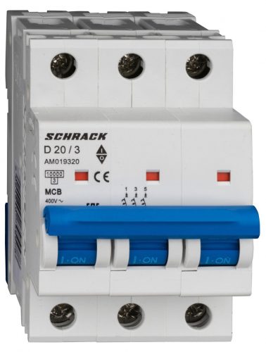 SCHRACK - AM019320 Kismegszakító AMPARO 10kA, D 20A, 3 pólusú