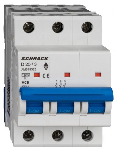 SCHRACK - AM019325 Kismegszakító AMPARO 10kA, D 25A, 3 pólusú