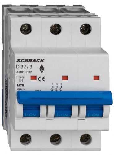 SCHRACK - AM019332 Kismegszakító AMPARO 10kA, D 32A, 3 pólusú