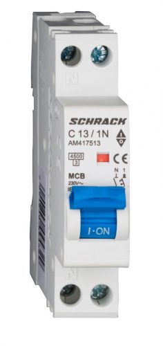 SCHRACK - AM417513 Kismegszakító AMPARO 4,5kA, C 13A, 1+N, 1KE