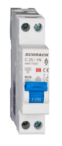 SCHRACK - AM417525 Kismegszakító AMPARO 4,5kA, C 25A, 1+N, 1KE