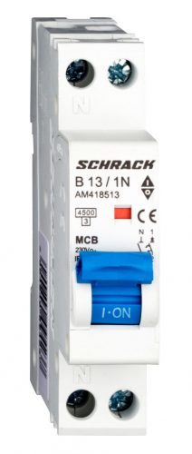 SCHRACK - AM418513 Kismegszakító AMPARO 4,5kA, B 13A, 1+N, 1KE