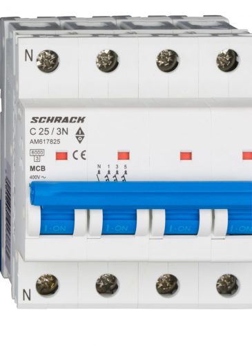 SCHRACK - AM617825 Kismegszakító AMPARO 6kA, C 25A, 3+N