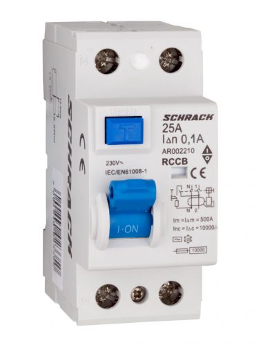 SCHRACK - AR002210 Hibaáram kapcsoló AMPARO 10kA 25A, 2 pólusú, 100mA, AC