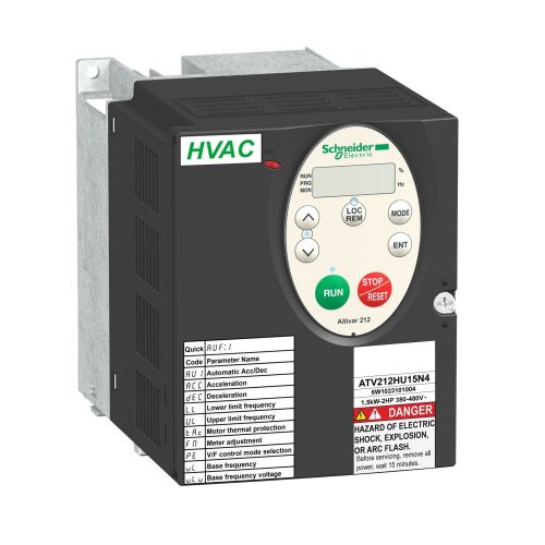 SCHNEIDER ATV212HU15N4 - Altivar ATV212 frekvenciaváltó épületes alkalmazásokra, BACnet, 1,5kW, 3f, 380…480VAC, IP21, C2 osztályú EMC szűrővel