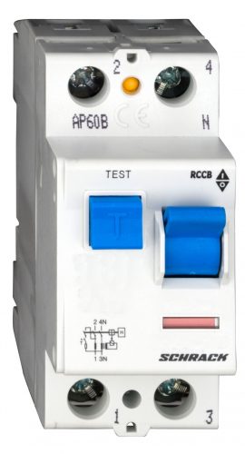 SCHRACK - BC606210 Hibaáramkapcsoló 6kA, 63A, 2 pólusú, 100mA, AC