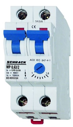 SCHRACK - BE400202 Motorvédőkapcsoló 0,16-0,25A, 2 pólusú, 2KE