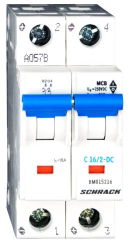 SCHRACK - BM015216 Egyenáramú kismegszakító, C 16A 2 pólus, 7,5kA