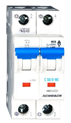 SCHRACK - BM015232 Egyenáramú kismegszakító, C 32A 2 pólus, 7,5kA