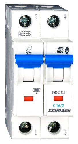 SCHRACK - BM017216 Kismegszakító, C 16A, 2 pólusú, 10kA