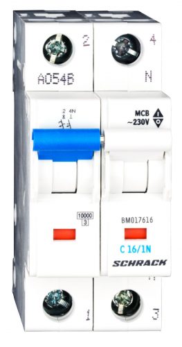 SCHRACK - BM017616 Kismegszakító, C 16A, 1+N, 10kA