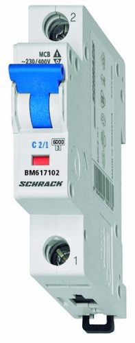 SCHRACK - BM617102 Kismegszakító, C 2A, 1 pólusú, 6kA