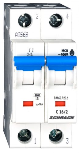 SCHRACK - BM617216 Kismegszakító, C 16A, 2 pólusú, 6kA