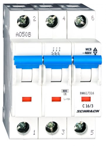 SCHRACK - BM617316 Kismegszakító, C 16A, 3 pólusú, 6kA