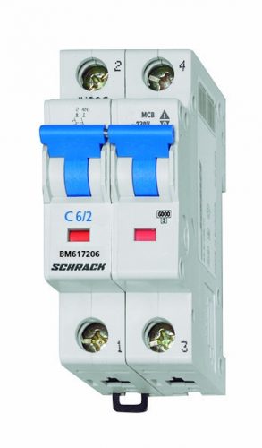 SCHRACK - BM617602 Kismegszakító, C 2A, 1+N, 6kA