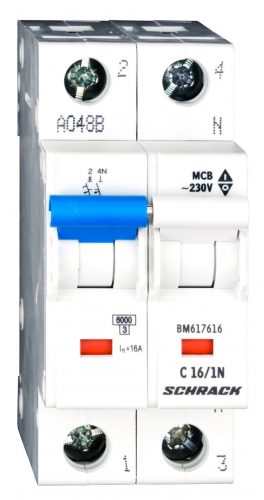 SCHRACK - BM617616 Kismegszakító, C 16A, 1+N, 6kA