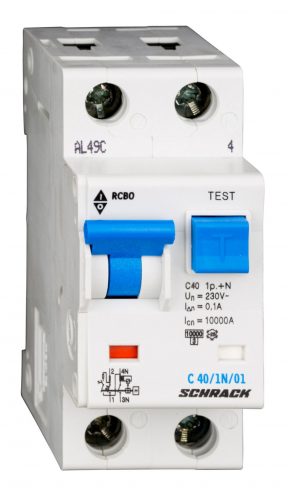 SCHRACK - BO717540 Vezetékvédő kapcsoló C 40A, 100mA, 1+N, AC, 10kA