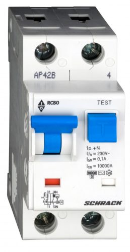 SCHRACK - BO718513 Vezetékvédő kapcsoló B 13A, 100mA, 1+N, AC, 10kA