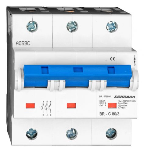 SCHRACK - BR573800 Nagyáramú kismegszakító, C 80A, 3p. 20kA