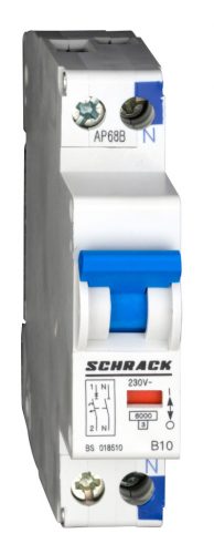 SCHRACK - BS018510 Kismegszakító B 10A, 1+N, 6kA, 1KE