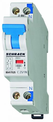 SCHRACK - BS417525 Kismegszakító C 25A, 1+N, 4,5kA, 1KE