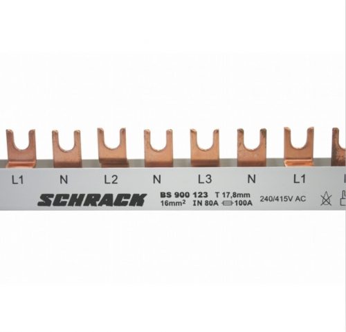 SCHRACK - BS900123 Villás sínezés, 4 pólusú, 1N, 2N, 3N, 16mm², 1m