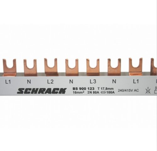 SCHRACK - BS900124 Villás sínezés, 4 pólusú, 1N, 2N, 3N, 10mm², 1m