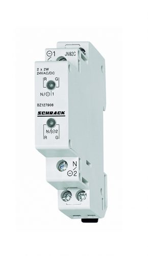 SCHRACK - BZ117908 Sorbaéphető jelzőlámpa, 2xLED 110-240V AC/DC, piros/zöld 1KE