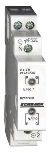 SCHRACK - BZ127908 Sorbaépíthető jelzőlámpa, 2xLED 12-24V AC/DC, piros/zöld 1KE